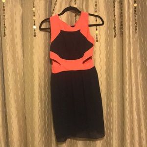 Coral and navy blue dress
